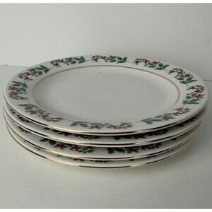 Gibson Holiday Gold / Christmas Charm Delight Holiday Harmony 4 Salad Plates B